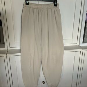 Beige Elastic Waist Pants